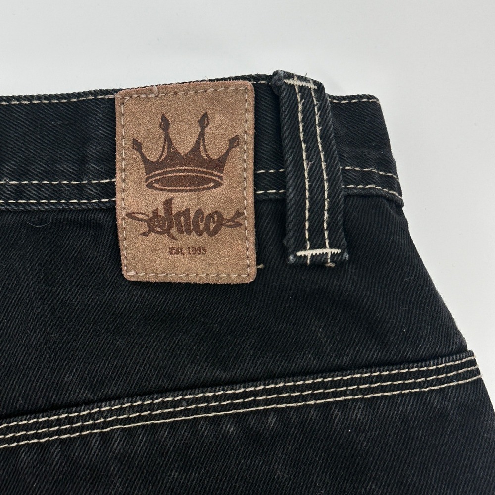 JNCO‎ Jeans Mens Black Baggy Cargo Carpenter Shorts Embroidered Crown Size 34 - Picture 10 of 10